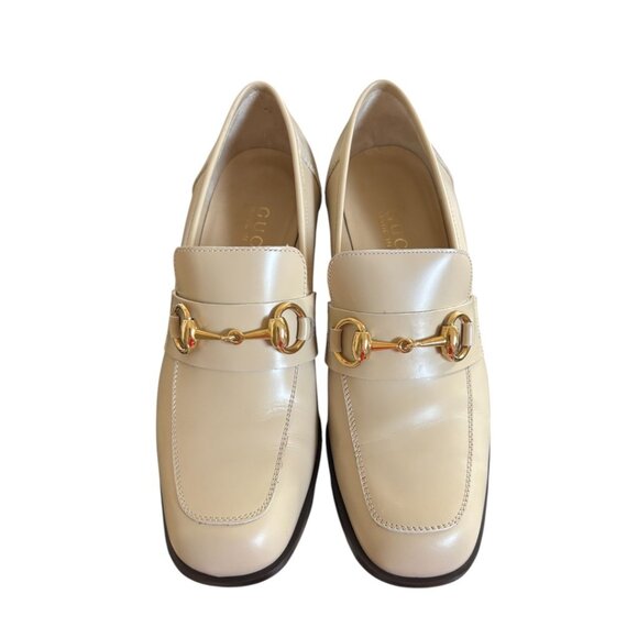 90'S VINTAGE AUTHENTIC GUCCI HORSE BIT CHUNKY LOAFERS HEELS SIZE 7 EUC - Picture 4 of 7